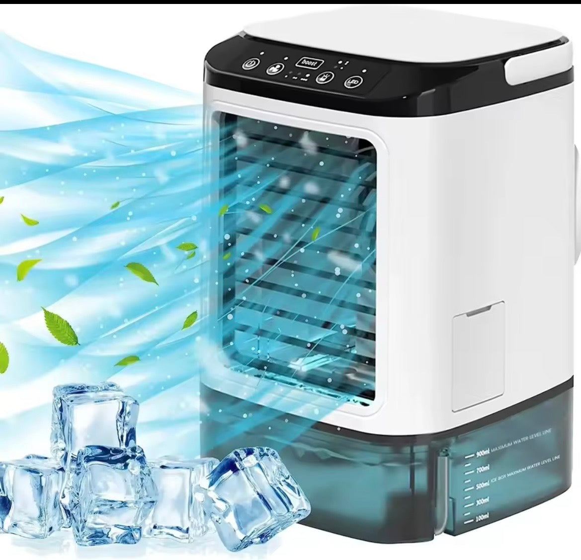 Mini Climatiseur Portable USB – Rafraîchisseur d'Air 3-en-1 avec Brumisateur & Veilleuse LED – Réservoir 1400 ml