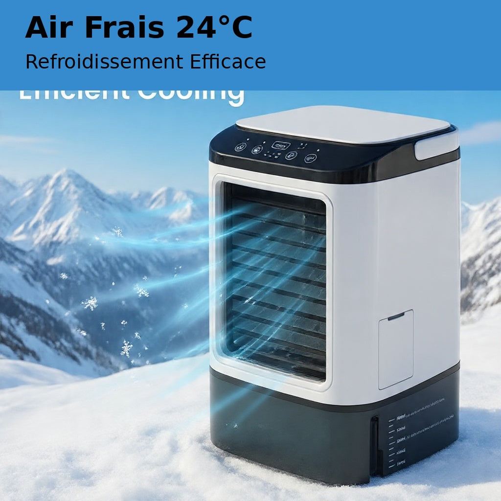 Mini Climatiseur Portable USB – Rafraîchisseur d'Air 3-en-1 avec Brumisateur & Veilleuse LED – Réservoir 1400 ml
